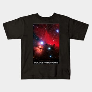 High Resolution Astronomy The Flame and Horsehead Nebulas Kids T-Shirt